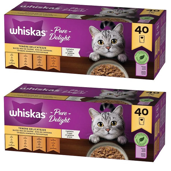 80x85g Whiskas Pure Delight Gatti Adulti Pollo Tacchino 80x85g Whiskas Pure Delight Gatti Adulti Pollo Tacchino
